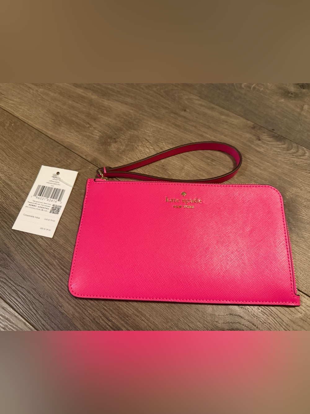 Kate Spade Wild Pink Saffiano Medium Zip Wristlet Clutch